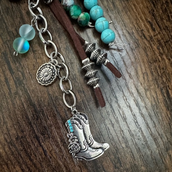 Turquoise Western Bag Charm - Picture 5 of 7